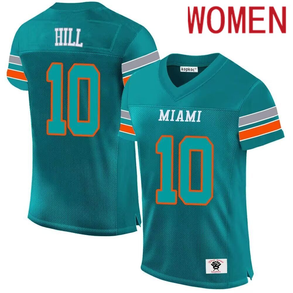 Women  Miami Dolphins #10 Hill green 2024 Nike Vapor Limited NFL throwback Jersey 